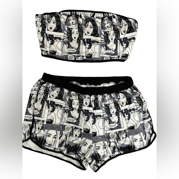 💚 2 piece matching shirt and tube top set 🖤🤍 - Picture 1 of 5